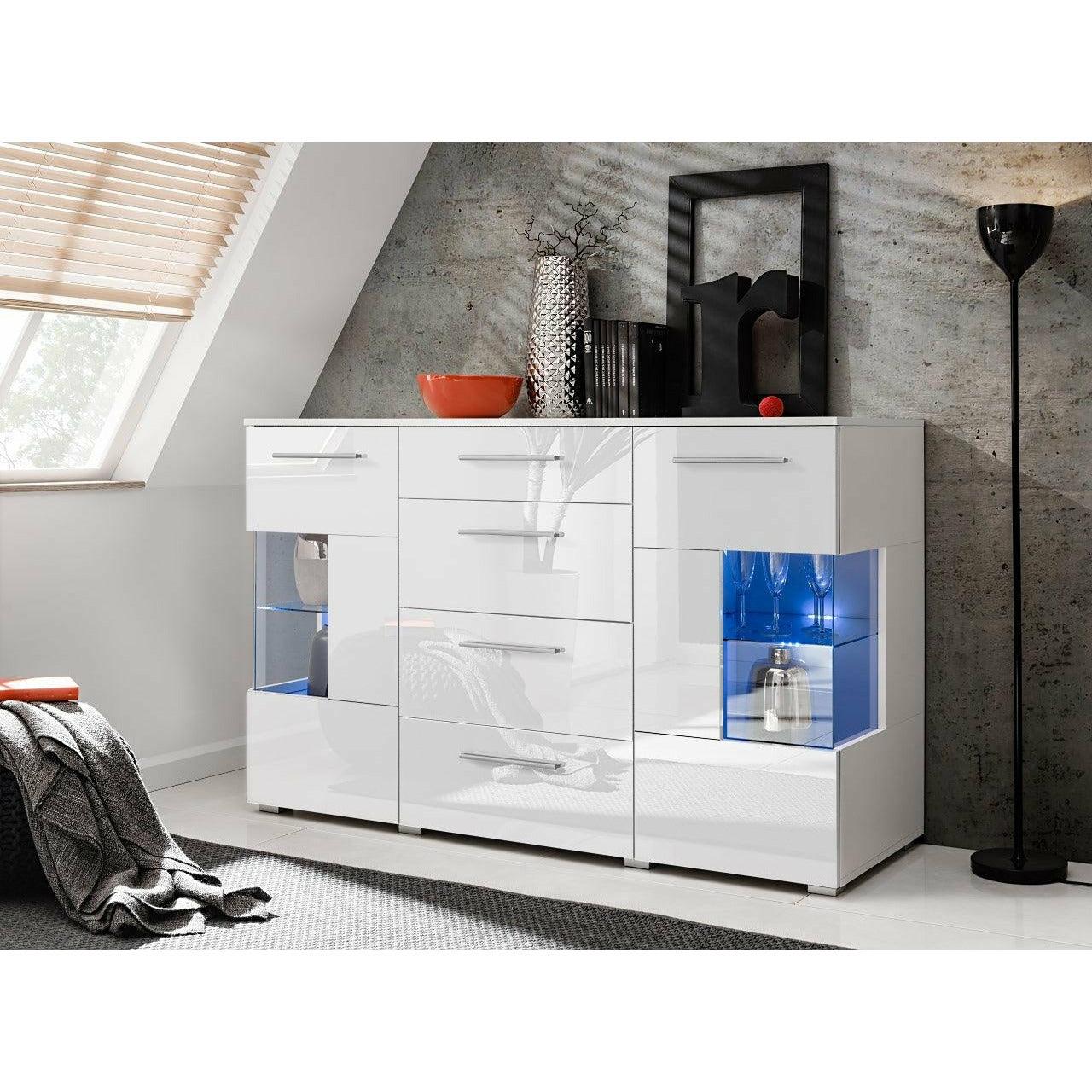 Kommode Weiß mit 4 Schubladen Sideboard
