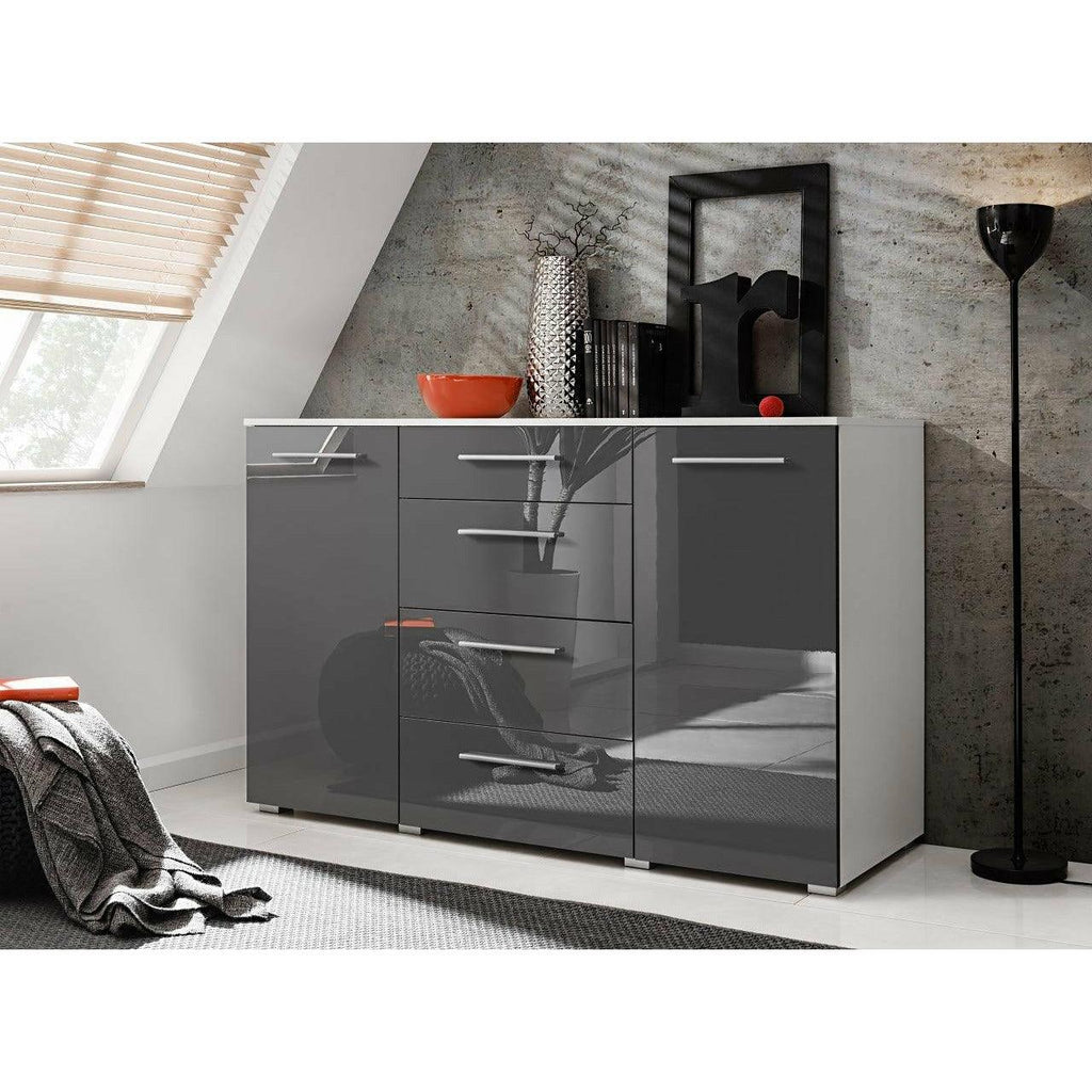 Kommode Grau mit 4 Schubladen Sideboard