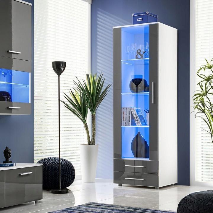 Vitrine Grau Vitrinenschrank Standregal