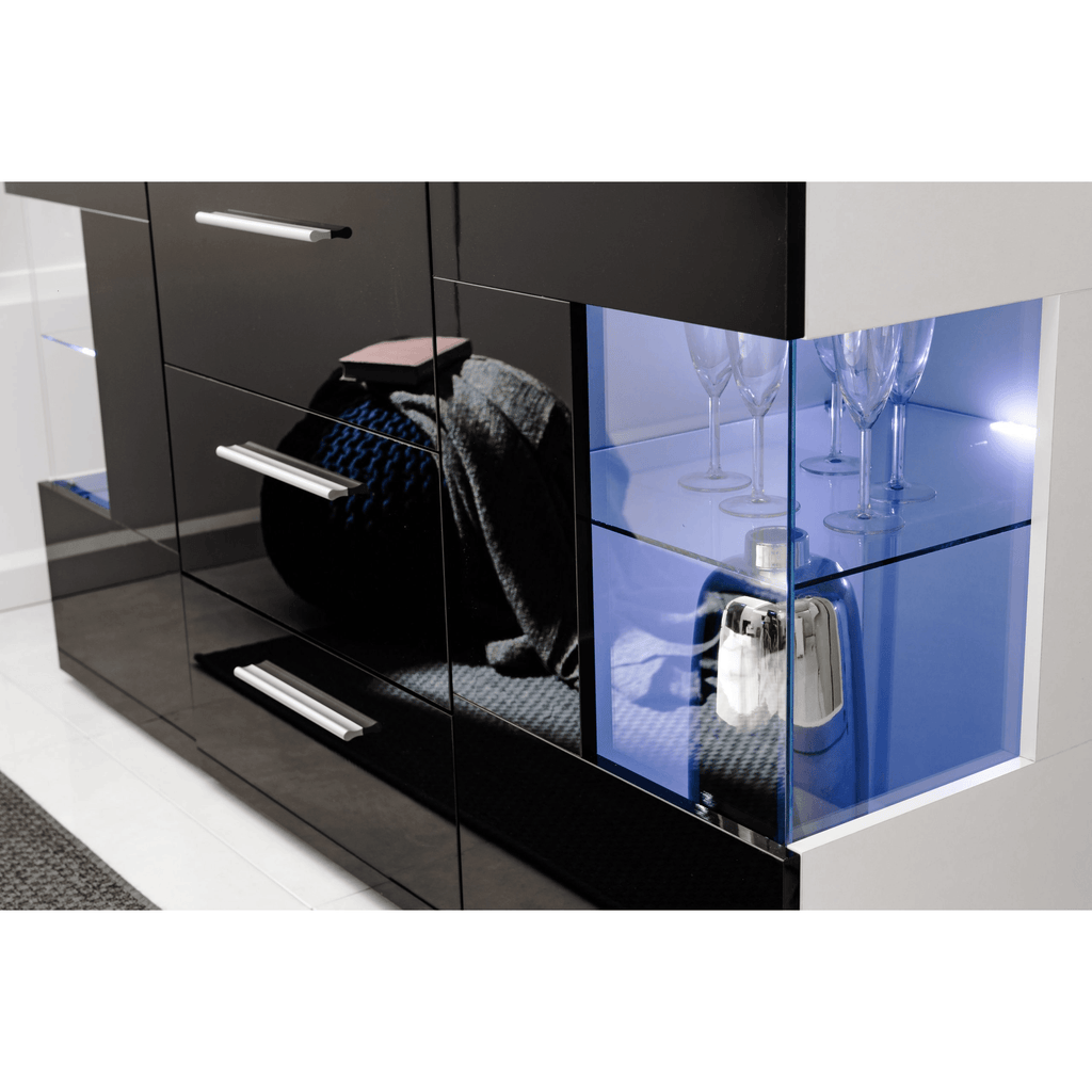 Kommode Schwarz mit 4 Schubladen Sideboard