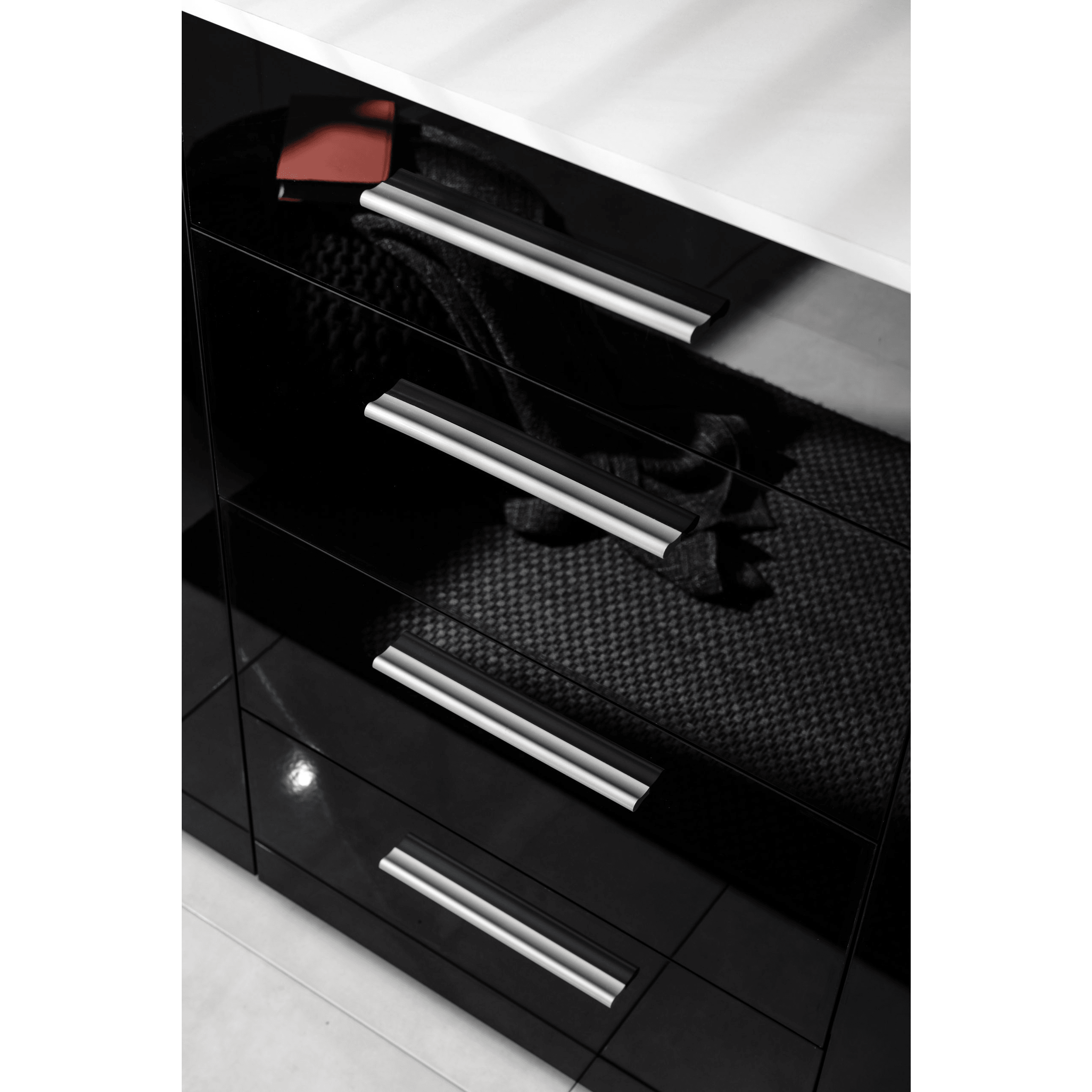 Kommode Weiß Hochglanz mit 4 Schubladen Sideboard