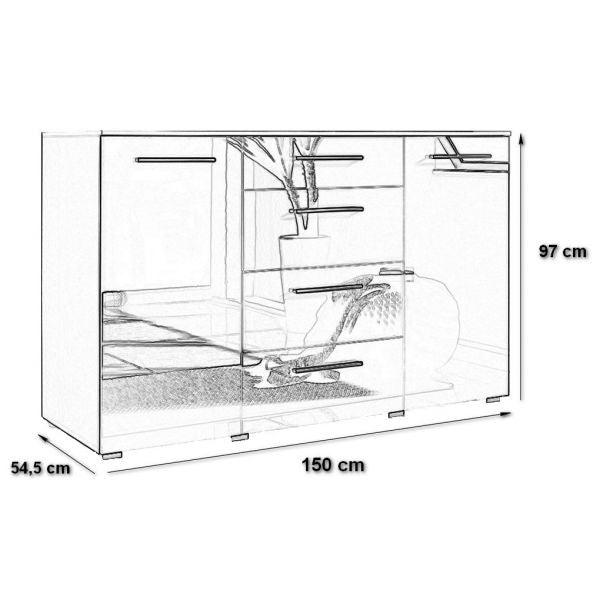 Kommode Grau mit 4 Schubladen Sideboard