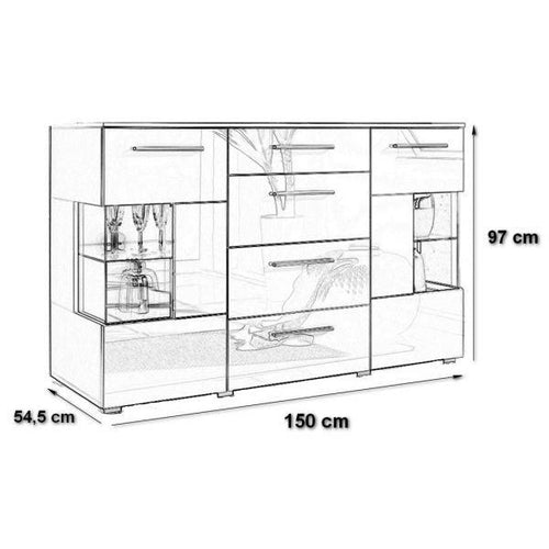 Kommode Schwarz mit 4 Schubladen Sideboard